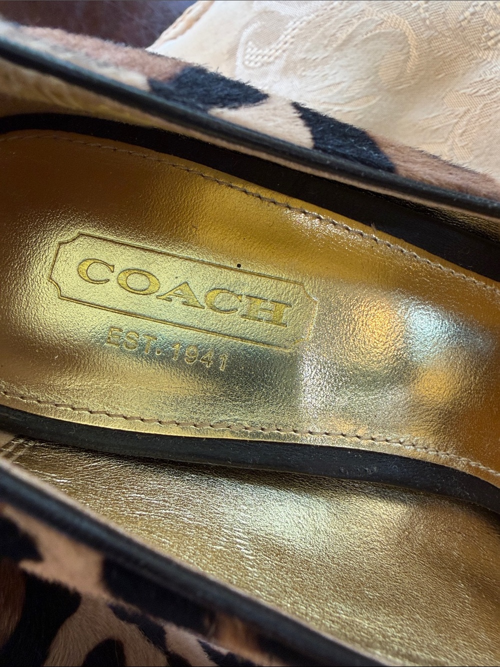 Coach Leopard-Print Bow Pumps in Tan and Black - Picture 2 of 9